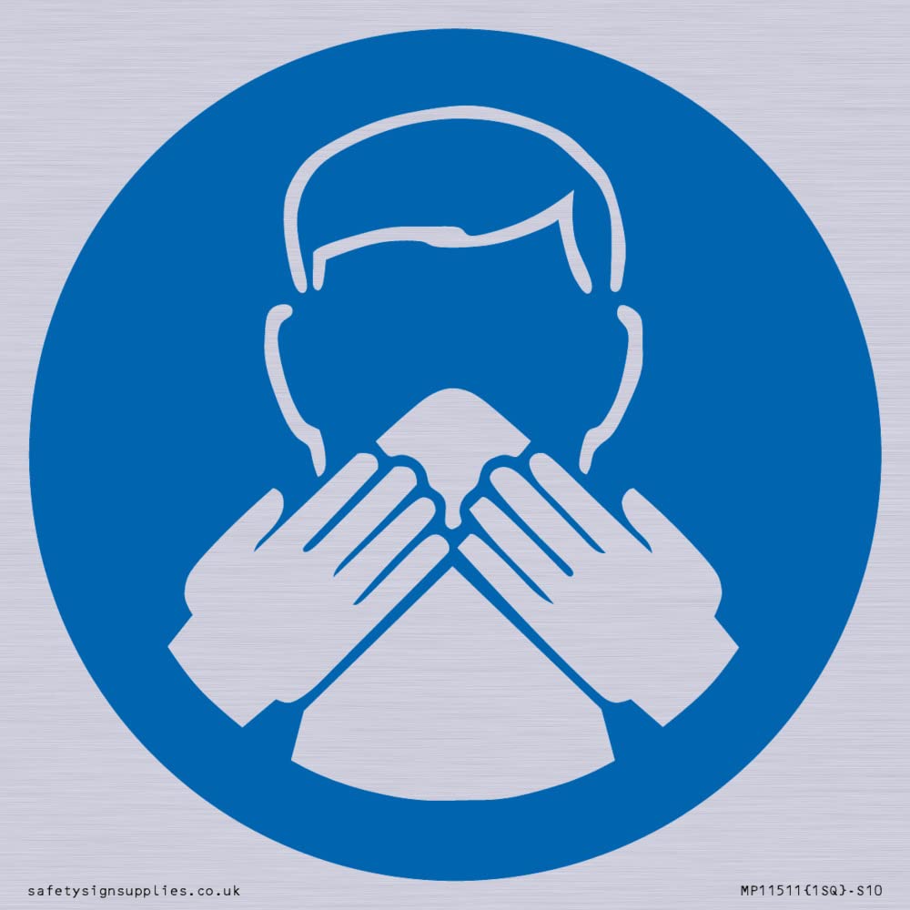 Viking Signs Custom Mandatory: Use a tissue Sign - 100x100mm - S10, Blue/White