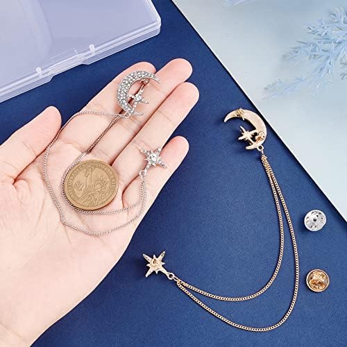 Zaky 3 Stks Mannen Gouden Zilveren Kroon Met Opknoping Ketting Broche, Reversspeld, Reversspeldjes voor Mannen Pak Pin Vintage Ketting Broche Pak Shirts Accessoires, Zink