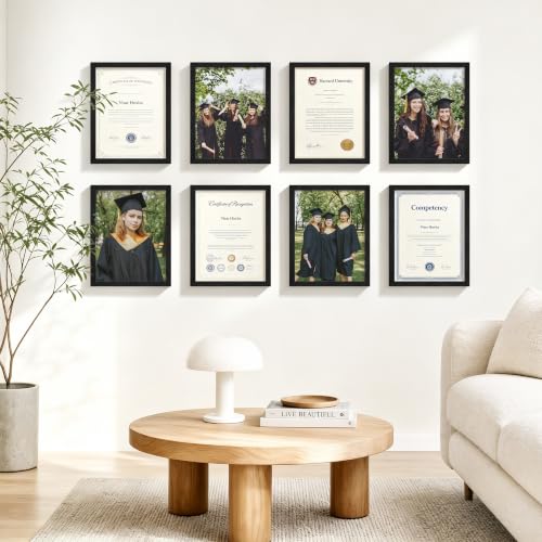 Image of 8.5x11 Solid Wood Picture Frame set of 20, Black Certificate Frames