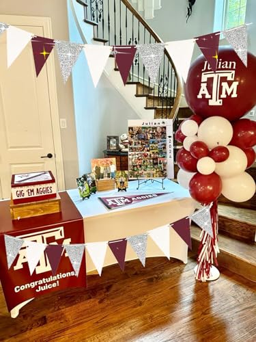 Image of Maroon Graduation Party Decorations /Burgundy White Graduation Decorations Class of 2026 /Maroon White Silver Balloons /Burgundy Silver Birthday Party /Christmas Bridal Shower Wedding (Pack of 3)