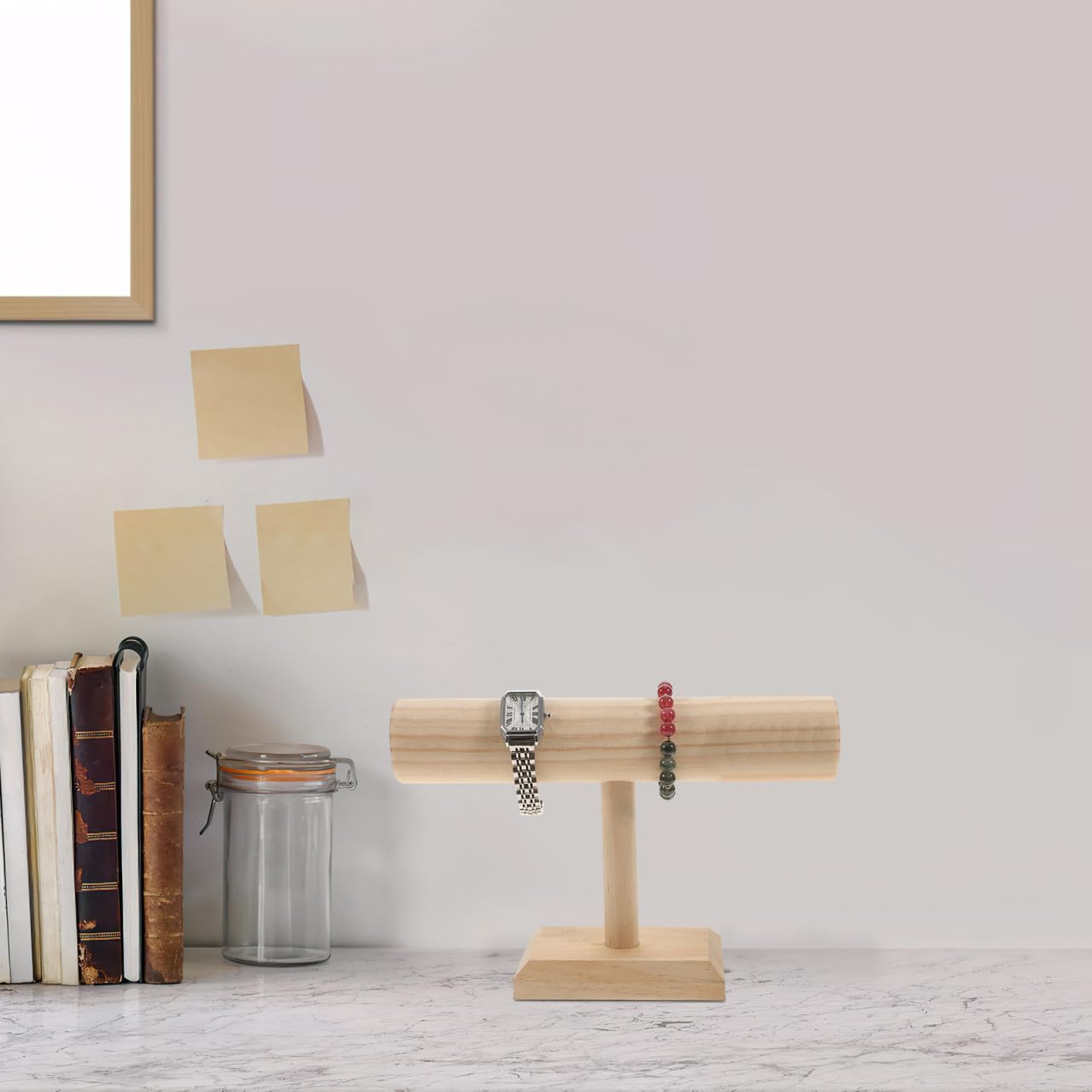 Soporte para Guardar Pulseras de Madera Beige Portátil para Reloj