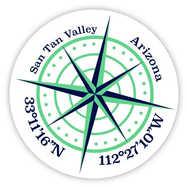 San Tan Valley Arizona 2-Inch Vinyl Decal Sticker Latitude Longitude Compass Design