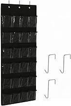 Organizador de Sapatos Suspenso de Porta Pendurável Com 24 Bolsos Sapateira Organizador de Calçados Roupas Íntimas Acessórios Produtos de Higiene Maquiagem e muito mais Versátil e Durável (Preto)