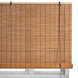 LOLAhome - Persiana Estor Enrollable de bambú Natural de Estilo rústico para Dar Sombra, protección Solar o escurecer Puertas o Ventanas (Natural Tostado, 140X180 CM)