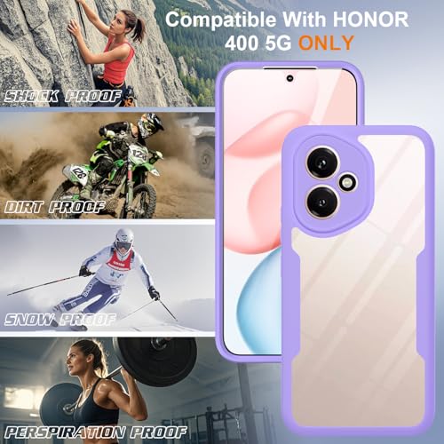 Coque Honor 400 5G haut de gamme violette robuste et transparente - 6