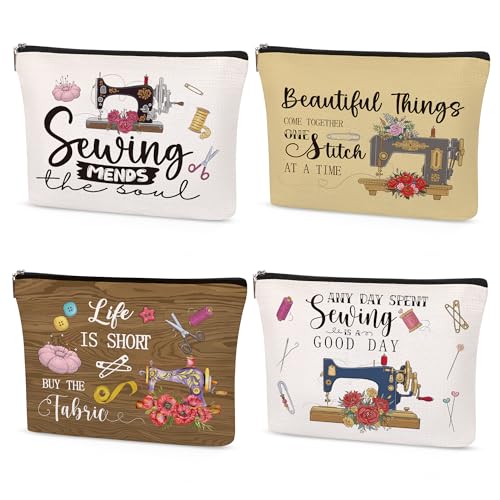 SEAOYOZO Sewing Makeup Bag Gifts, Funny Quilting Sewing Gifts for Seamstress Women Sewing Lovers, Sewing Supplies Quilter Gifts Cosmetic Bag, Sew Machine Themed Gift for Mom Grandma Aunt