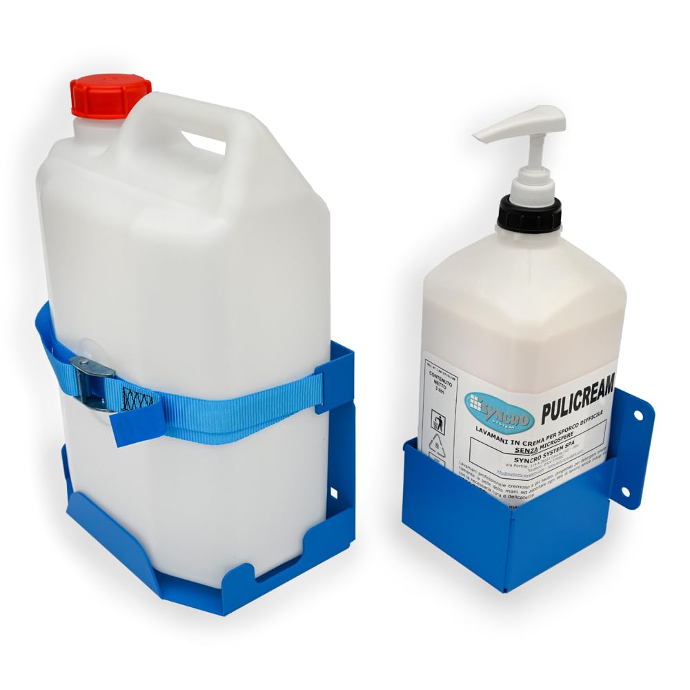 Kit de lavado de manos con bidón de agua de 10 l, grifo, bidón de acero pintado azul, bidón de lavado de manos crema 3L y soporte para Ducato/Boxer/Jumper 2006+ L1 L2 H1 H2 y otros vehículos