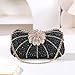 Faibiules Women's Fashion Rhinestone Beaded Evening Bag Flower Lock Clutch Handbag Black