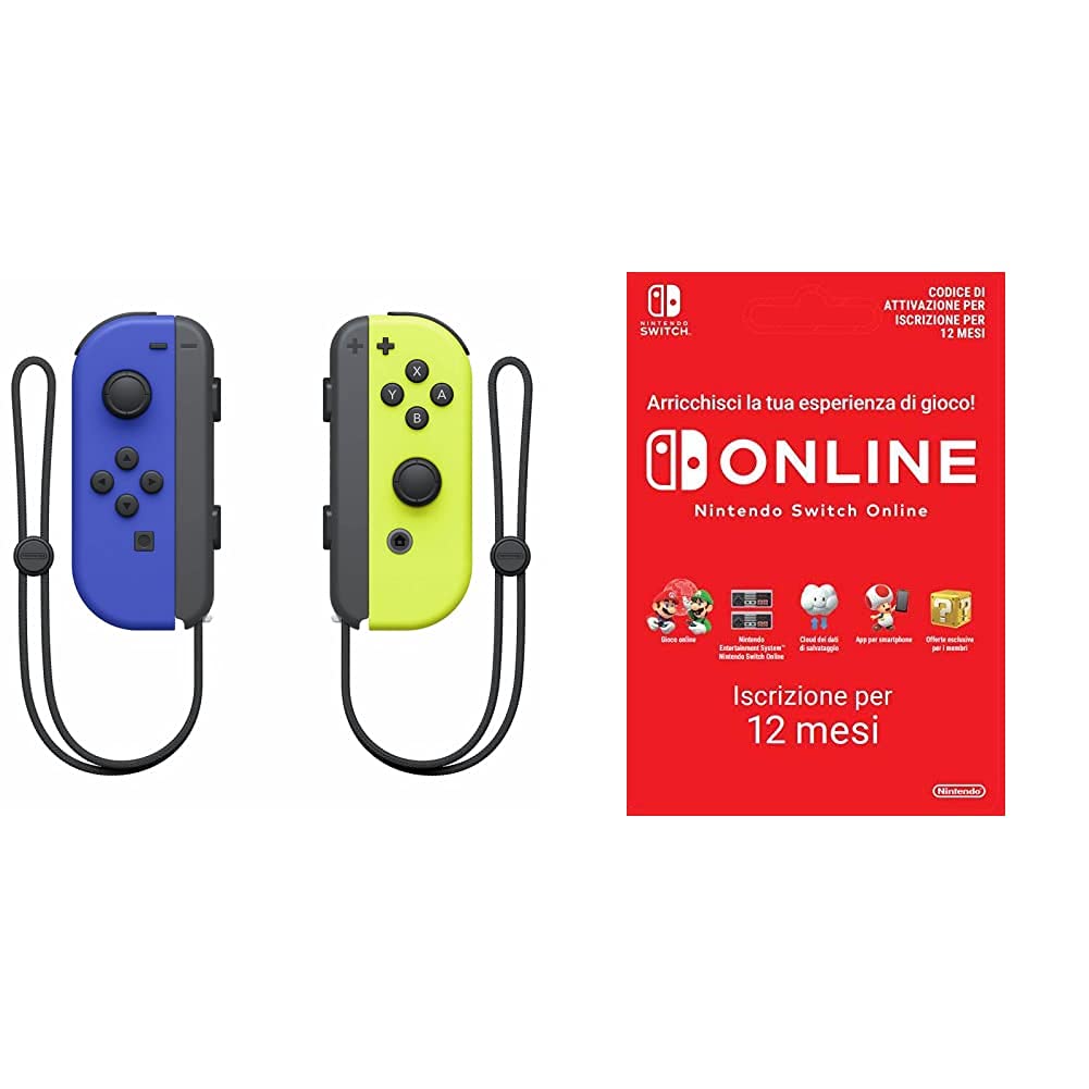 Nintendo Controller Set da 2 Joystick, Giallo Neon/Blu & 365 Giorni Switch Online Membri (Individual) Codice download