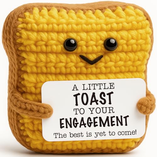 Frabaca Wedding Engagement Gifts for Couple Him Her - Crochet Butter Toast "A Little Toast to Your Engagement", Romantic Present for Bride Groom Fiance Fiancee, Perfect for Wedding Anniversary Valentine's Day Bridal Party Decor