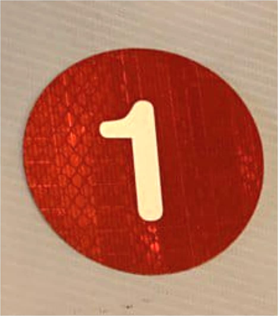 DLCCREATION Floor Number Sign|Office Sign with 3M 3M Retro Reflective Base with Reflective Radium Cutout Number| 0 to 9 & Arrow in Red Color Size : 75mm Dia - Number "1"