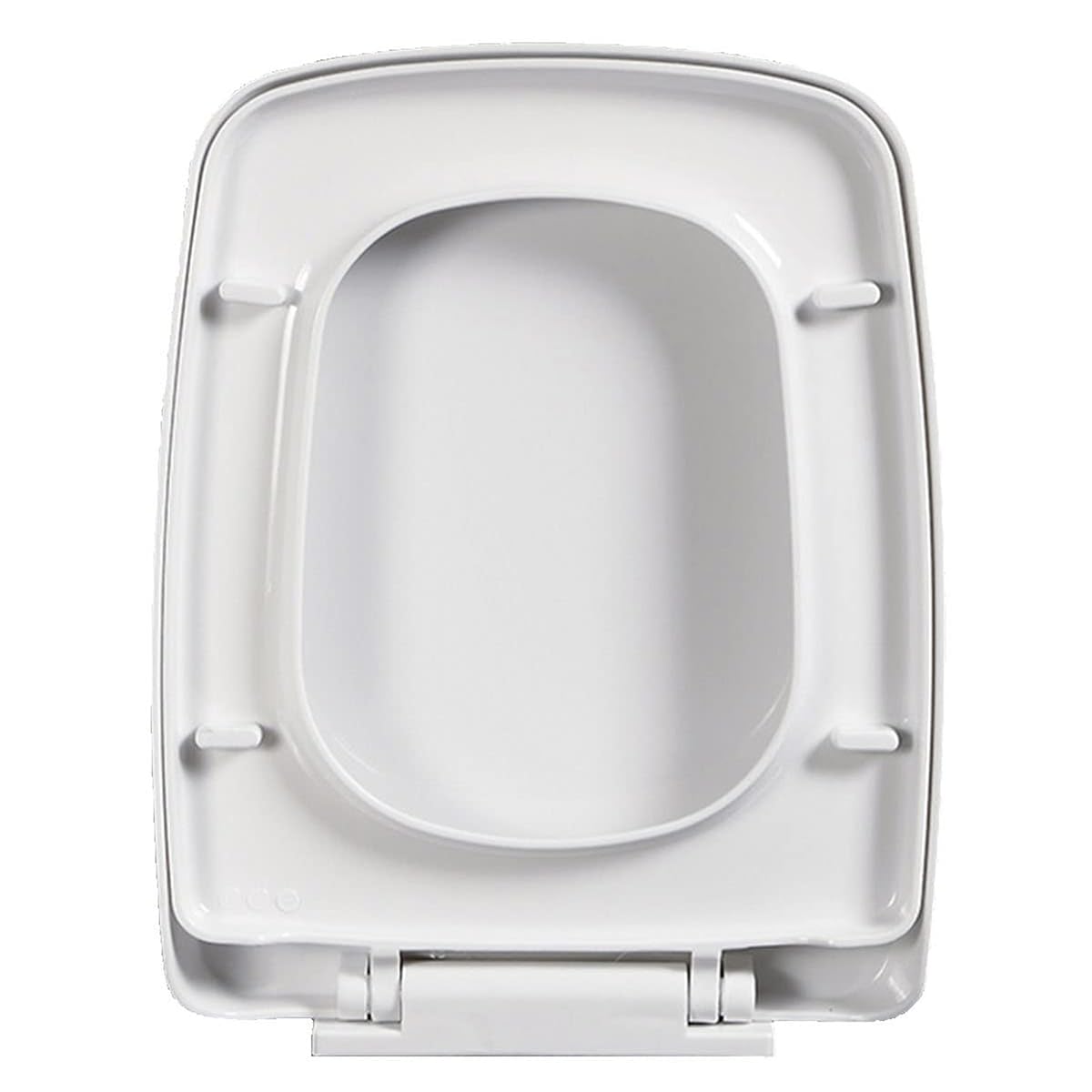 Siège de toilette carré en PP robuste avec frein de chute et fixation supérieure réglable