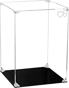 CHILLCASE Clear Acrylic Display Case with Meaningful Engraving Design,Self-Assembled Display Box,Dust-Proof Showcase for Action Figures Collectibles(Love,9.8×9.8×13.8 inch