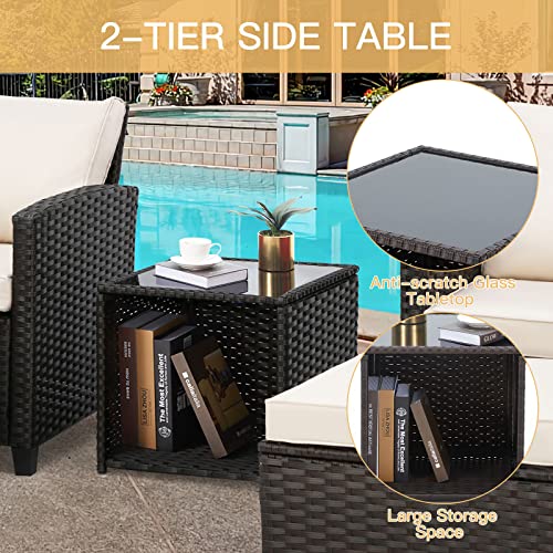 Jomeed 12-Pieces Patio Furniture Sets Rattan Wicker Outdoor Sectional Furniture Set Conversation Sofa Set With Table & Thick Cushion (Beige) #TOP5