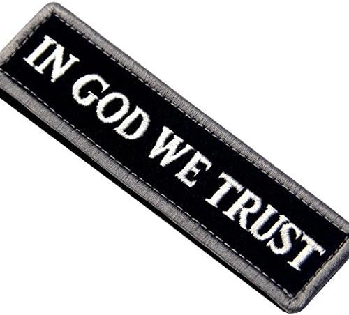 in GOD We Trust Embroidered Tactical Morale Fastener Hook&Loop Patch - White & Black