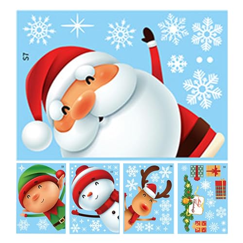 Calcomanías de pared de Navidad, calcomanías de Navidad para pared, calcomanías de nevera, calcomanías de pared extraíbles, calcomanías de Navidad, renos de Papá Noel, calcomanía para refrigerador