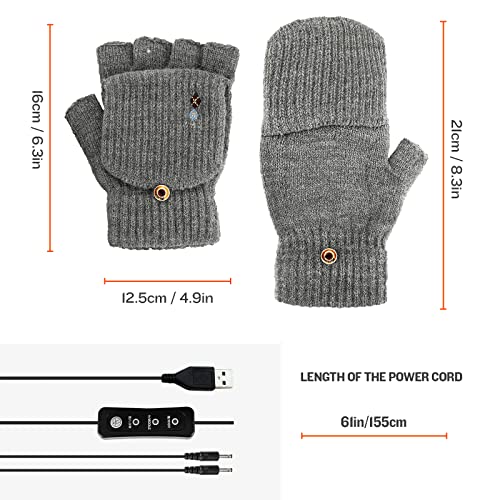 USB Heated Gloves for Women & Men, CestMall Full & Half Hands Heated Fingerless Gloves, Mitten Winter Warm Laptop Gloves… - Image 4
