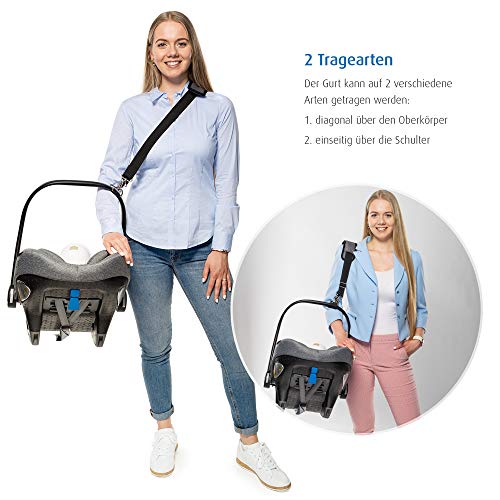 reer 85021 Clip&Go Carry Tragegurt für Baby-Schalen, universell, ergonomisch, Schwarz