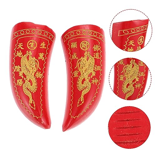 Tazas de adivinación de madera PRETYZOOM con diseño chic para Feng Shui 3