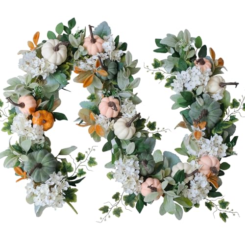 Cir Oases Fall Wreaths Green Leaf Pumpkin Wreaths White Hydrangea Garland Adjustable Wreaths Artificial Wreaths Wall Hallway Decoration Wreaths Thanksgiving Harvest Festival Party Celebration Wreaths cover