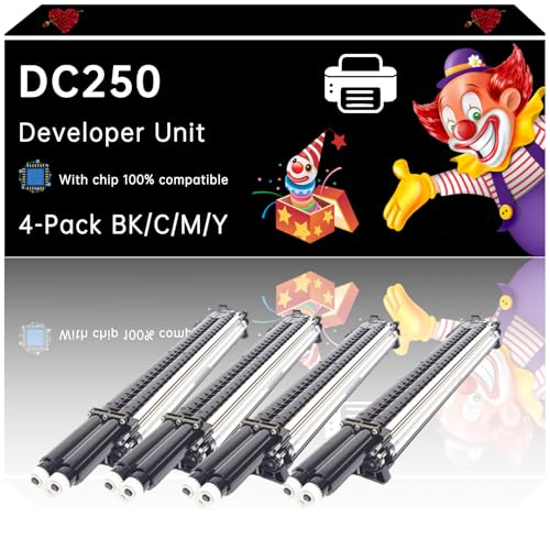 DC250 Developer Unit Compatible with Xerox DocuColor 240 242 250 252 260 WorkCentre 7655 7665 7675 7755 7765 7775 Printers, Enhanced Durability, Ideal for High-Volume Printing (4-Pack BK/C/M/Y)