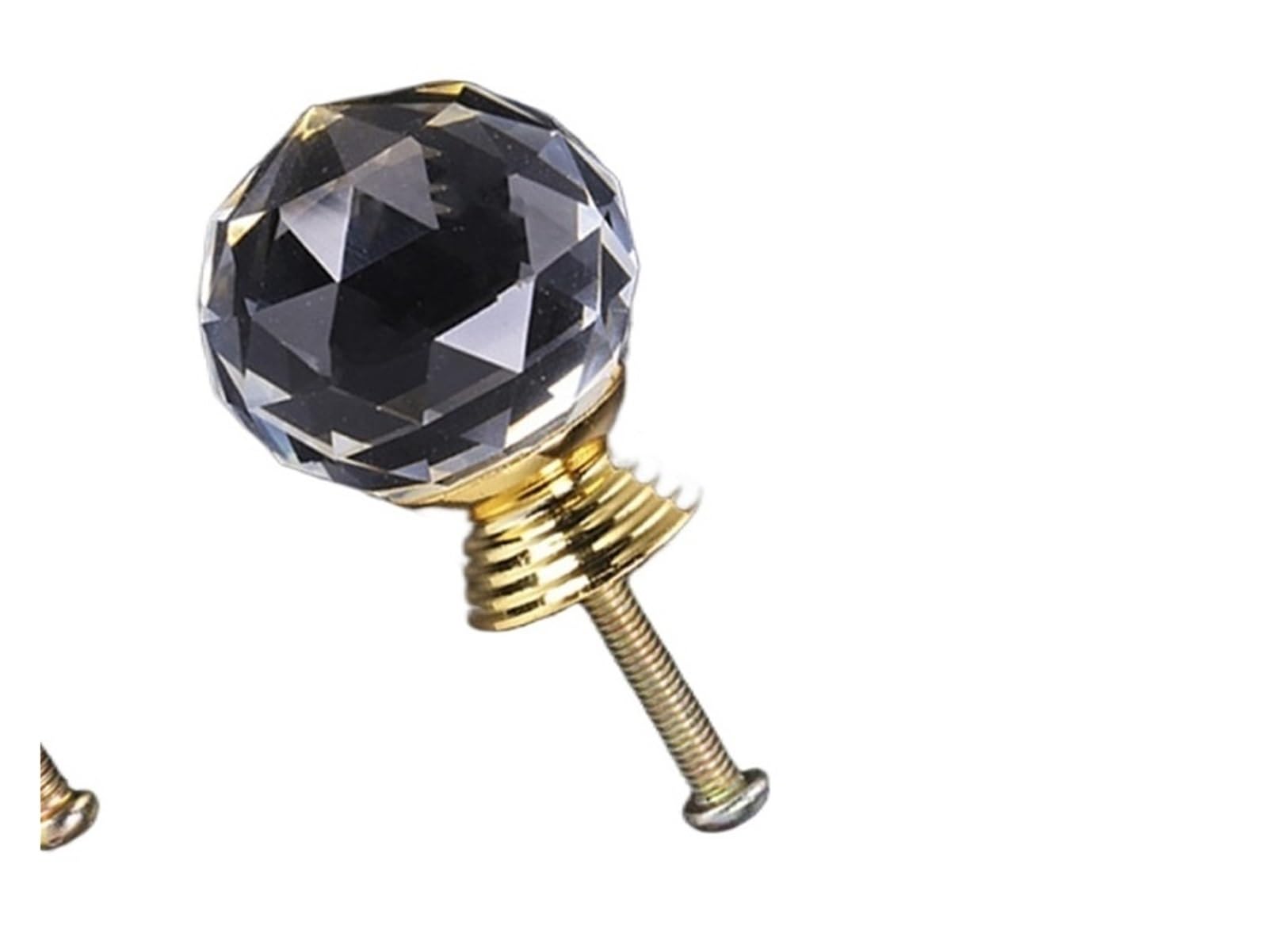 GFJFsetSH 2pcs Clear Crystal Glass Drawer Knobs(20mm Gold)