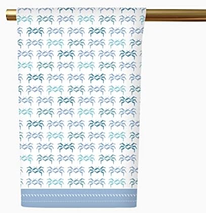 HONEY + HANK Tea Towel - Florida Sand Crabs Ocean - 19.5" x 27.5" - 100% Cotton Twill - Hand-Illustrated Print - Can You Spot The Little Florida Shapes in This Sand Crab Print?