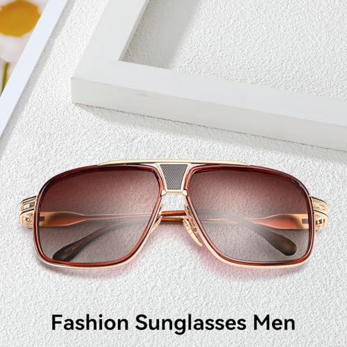 Dollger Fashion Square Aviator Polarized Sunglasses for Men Retro 70s Sunglasses Cool Designer Shades2