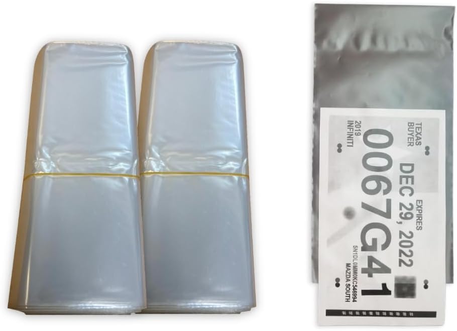 License Plate Temporary Tag Plastic Bags (100 per Pack) | Auto Car Dealerships (2 Pack)