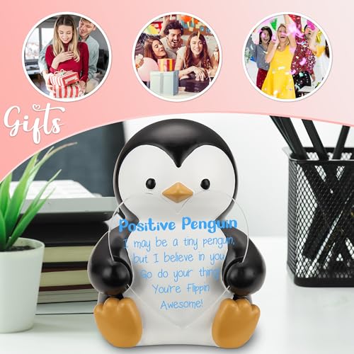 Figura decorativa de pingüino positivo en resina miniatura 6