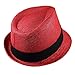 Gelante Summer Fedora Panama Straw Hats with Black Band M215-Red-S/M