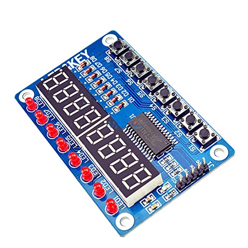 TM1638 Pantalla LED Módulo de tubo digital de 8 bits para Arduino para AVR 7 segmento 8 bits rojo TM1638 clave LED panel de tablero de pantalla