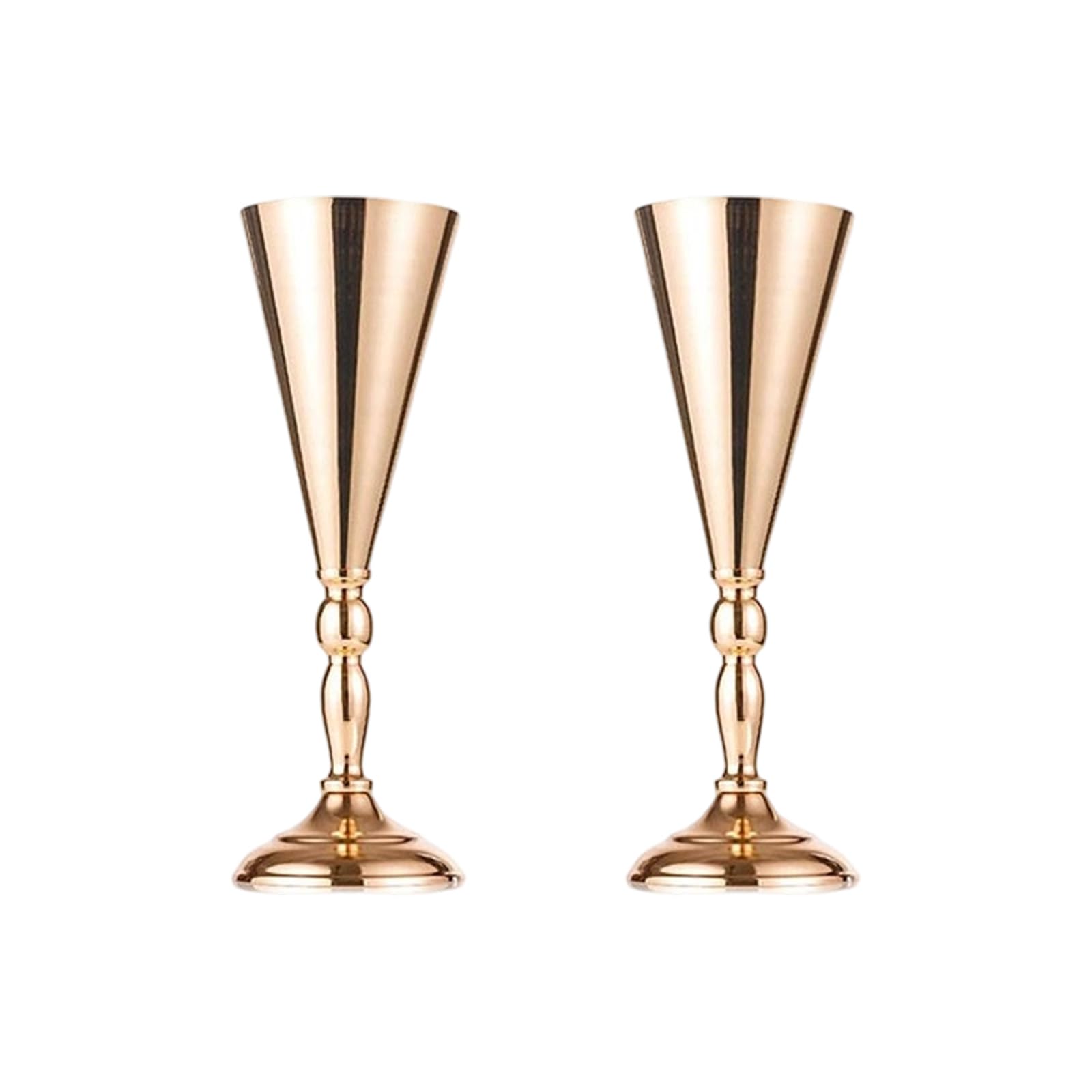 Elegants Tabletop Metal Wedding Flower Trumpets Vases for Table Centerpieces and Home Decoration with Sturdy Base Metal Flower Vases