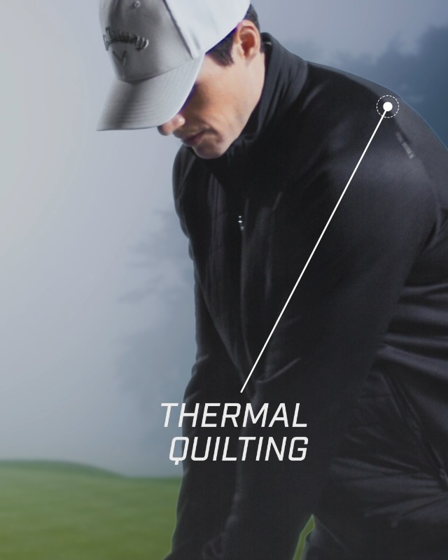 Callaway Men's Swing Tech Puffer Golf Jacket, Caviar, Large at