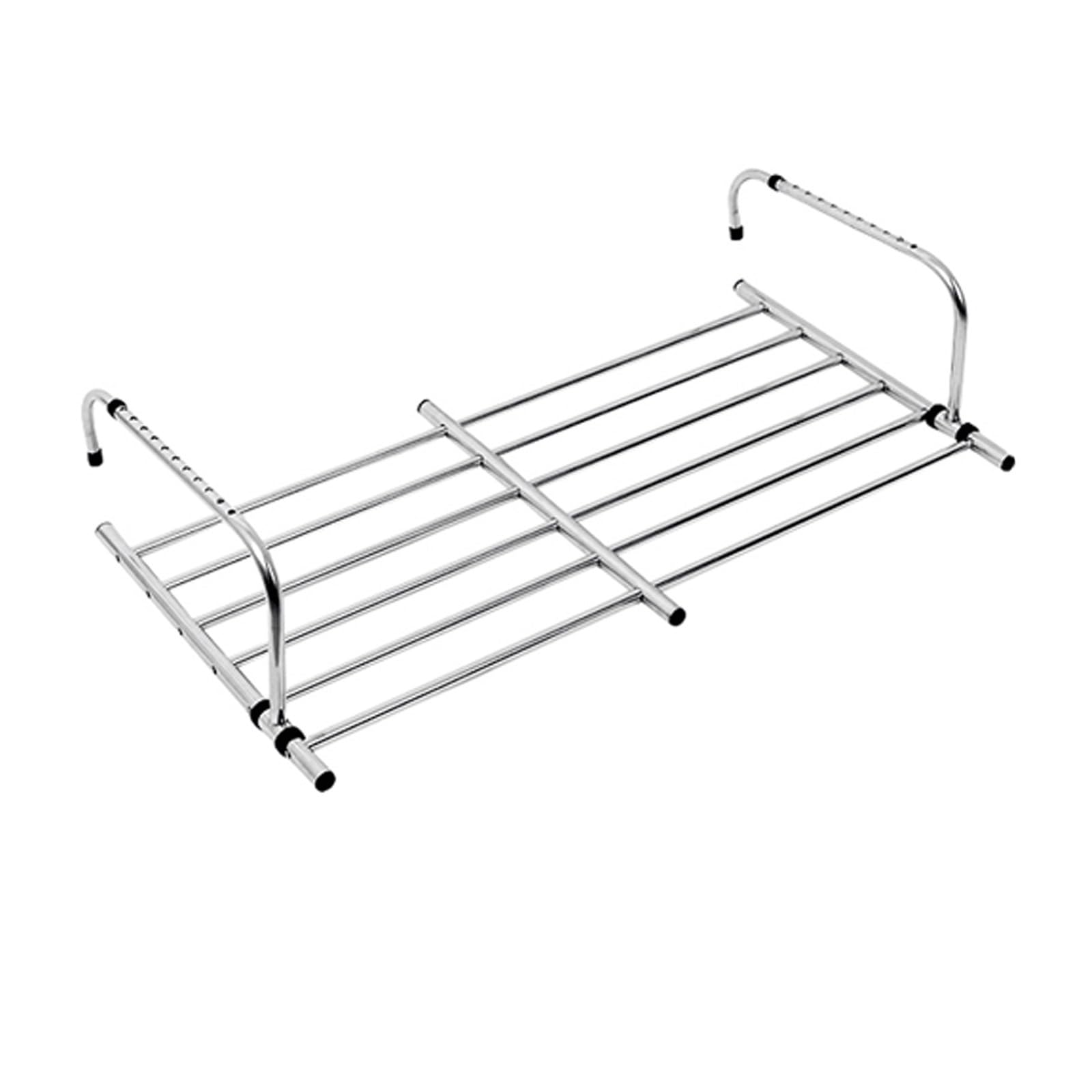Trockengestell für Balkongeländer, Verstellbarer Griff Teleskop Balkon-Wäschetrockner, Silber Zusammenklappbar Fensterrahmen Hängetrockner, Einbau Erforderlich, Solide Tragend ( Size : 24in-41in )