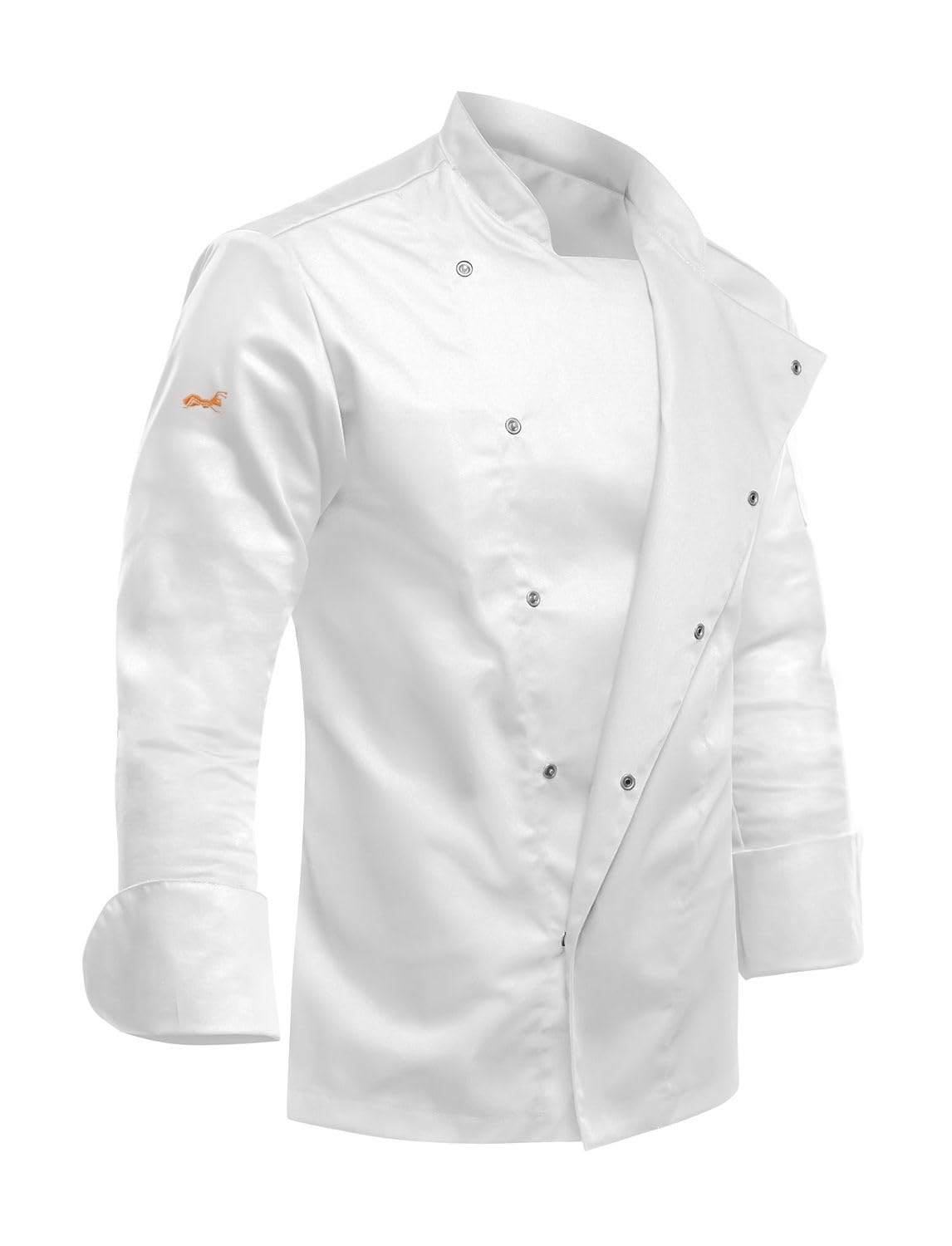 Strongant Men's White Strongant® - Chef Jacket Long Sleeve With Hidden Press Studs Baker Jacket - Slim Style, Slim Fit - Made In Eu - Xxl