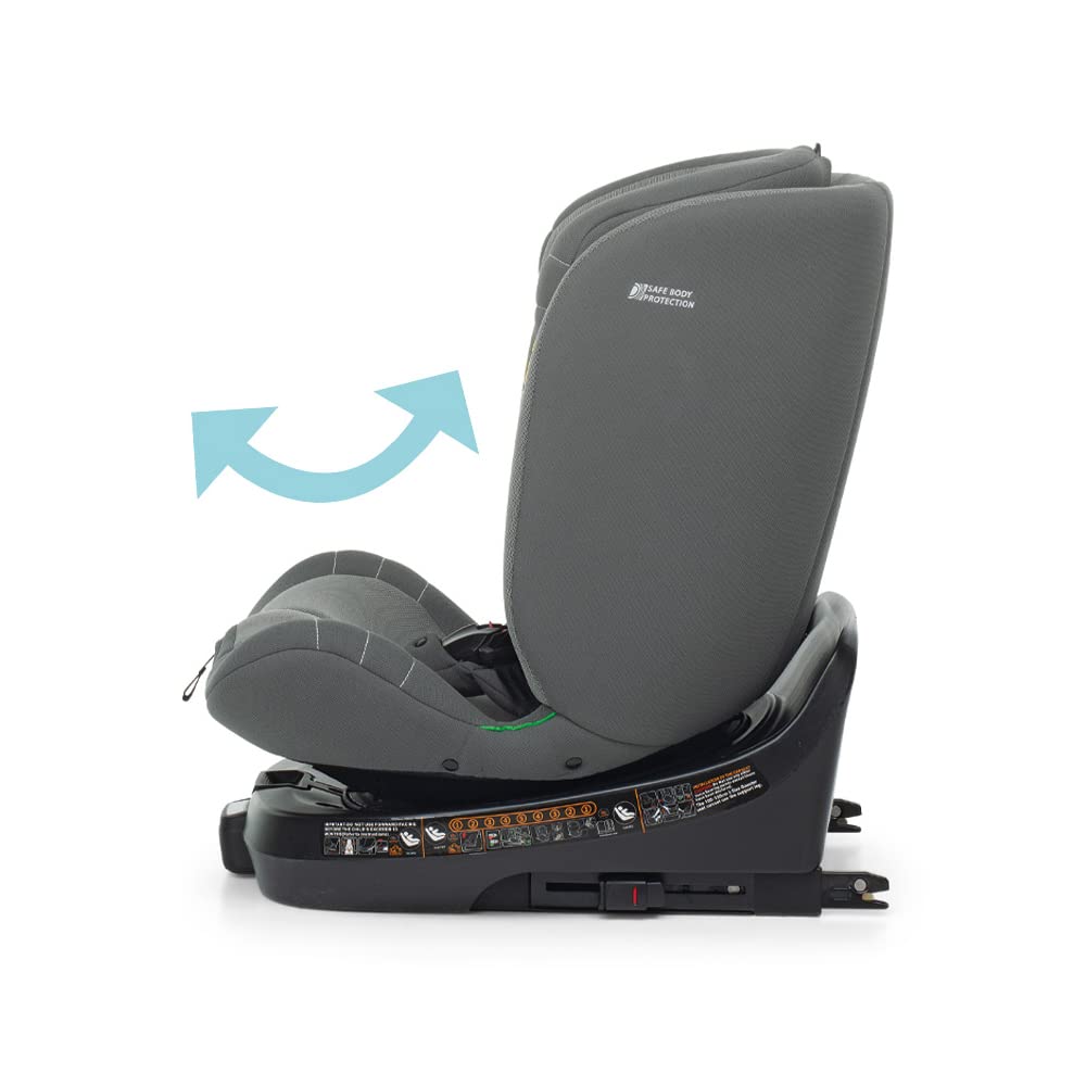 Foppapedretti Seggiolino Auto Iturn I-Size, Seduta Girevole a 360°, per bambini da 40 a 150 cm di altezza, 0-12 anni, conforme ECE R129, Fissaggio Dualfix (Isofix e non), Safe Body Protection, Grigio