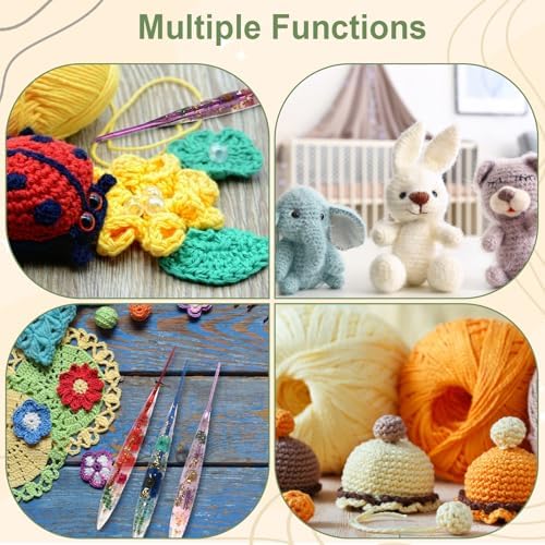 Riceshoot 9 Pcs Crochet Hook Set, 2.0mm-6.0mm Ergonomic Crochet Hooks with Long Floral Handle for Beginners Crocheting Lovers, Includes Storage Bag and Other Accessories — view 2