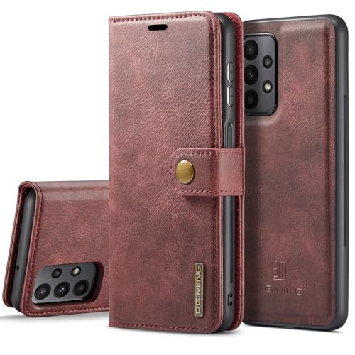 Étui portefeuille à rabat magnétique amovible 2 en 1 compatible Samsung Galaxy A23 cuir