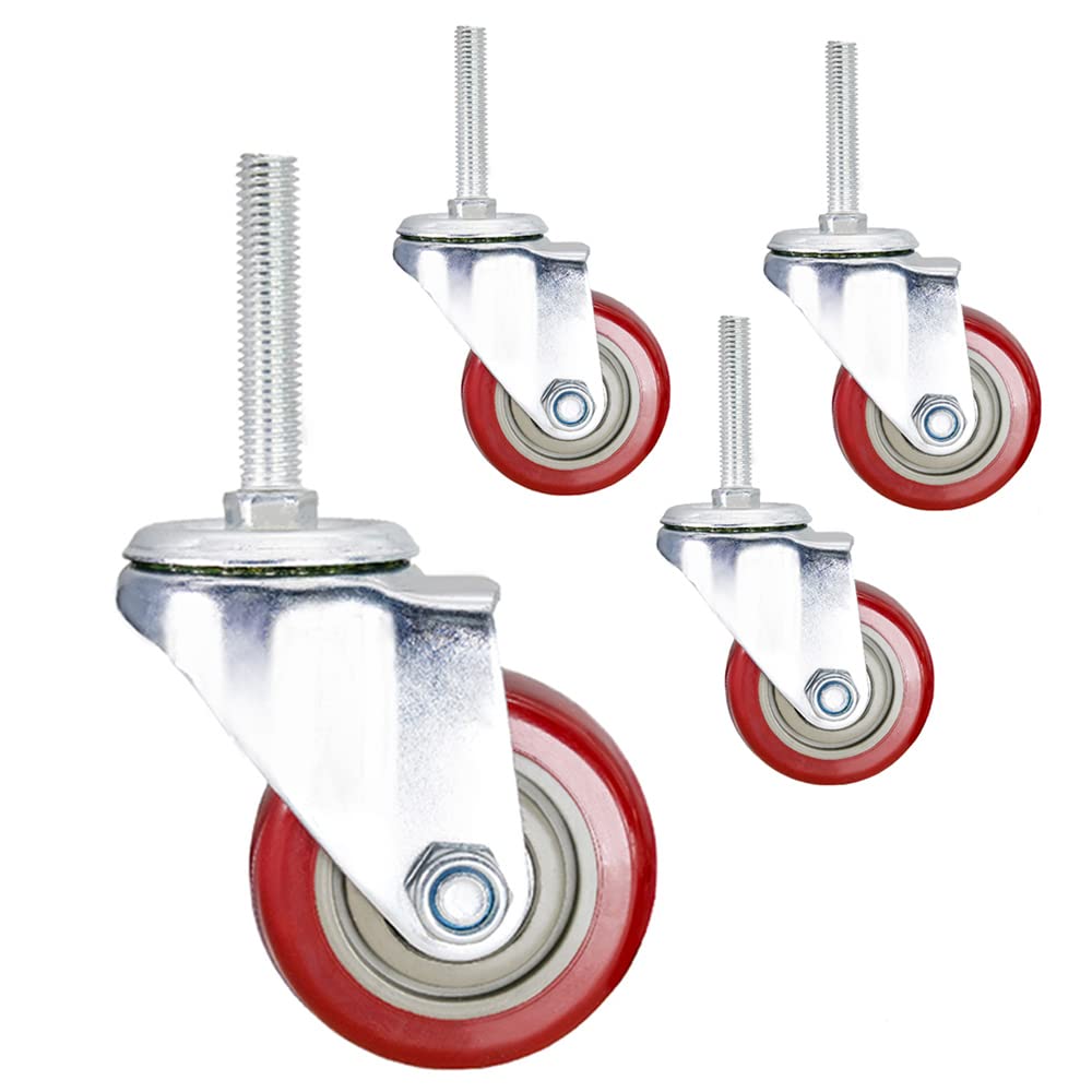 Roulettes pivotantes 7,6 cm avec frein tige M12 lot de 4 meubles 300 kg