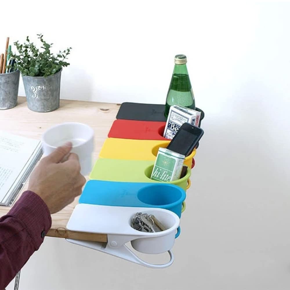 Porta bevande da scrivania, portabicchieri da scrivania, con clip, per sedie da lavoro, tavolo, lato scrivania per contenere bottiglie di caffè e acqua