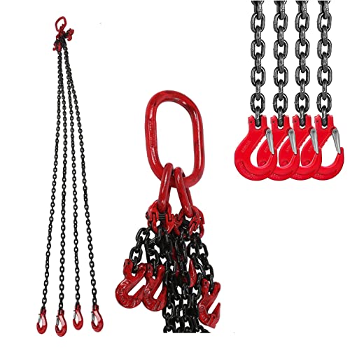 Kettengehänge Anschlagkette aus G80, 6mmx2m 4 Strang Anschlagketten(4T), Anschlagkette Krangehänge...