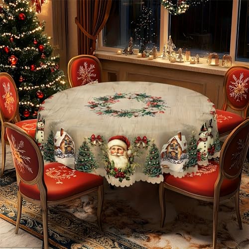 Nappe de table de fête de Noël en polyester durable lavable infroissable