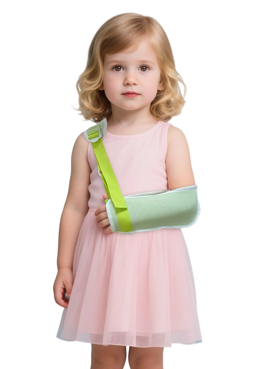 Adjustable Children's Arm Sling - Breathable Mesh Shoulder Stabilizer for Wrist/Elbow/Shoulder Injuries. This elbow support sling provides support for the wrist, elbow, and shoulder and is suitable for both the left and right arms. (Medium)