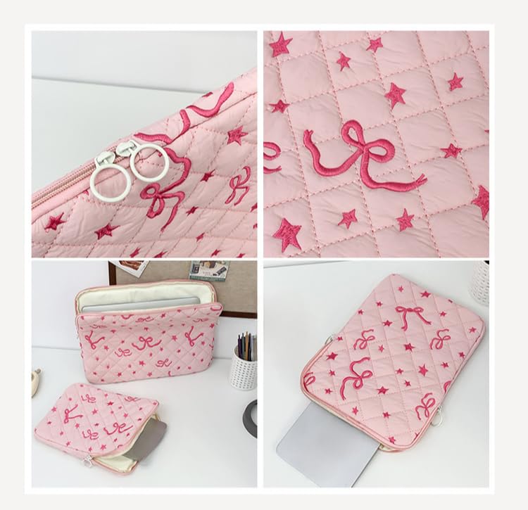 Funda para portátil acolchada con lazo rosa 13 pulg miniatura 5