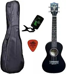 Ukulele Preto Seven Concert Suk-23 BK C/Capa Afinador