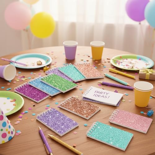 Image of Glenmal 24 Pcs Mini Notepads for Kids Party Favors Mini Tie Dye Note Pads Glitter Colorful Little Pocket Notepads for Girls Gift Classroom Rewards 20 Pages Each (Solid Color)