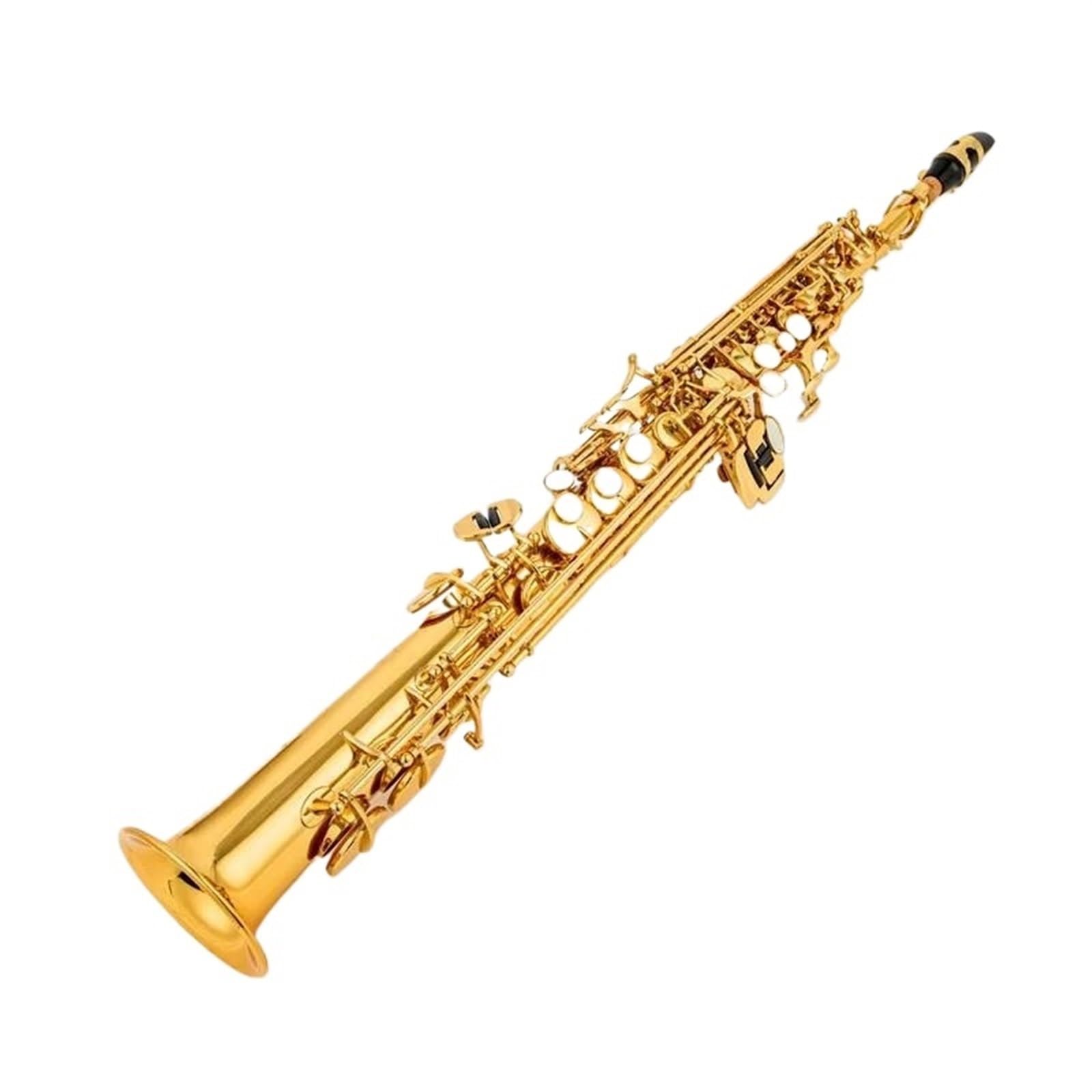 Saksofon Mosiężny Prosty Saksofon Sopranowy Bb B Płaski Saksofon Saksofonowy Instrument Dęty Drewniany (Color : 01)