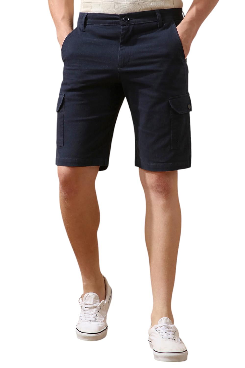 Dennis Lingo Men Navy Solid Regular fit Cargo Shorts in navy