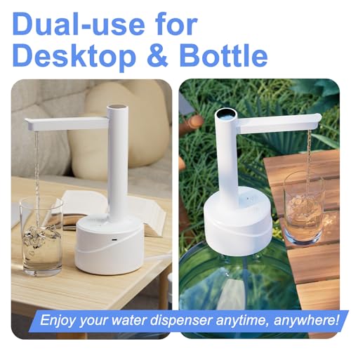Image of Latedaux 5 Gallon Dual-use Desktop Electric Water Bottle Dispenser, USB Type-C Charging Automatic Countertop Drinking Water Bottle Pump for 2-5 Gallon, Smart Water Jug Dispenser for Camping(White)